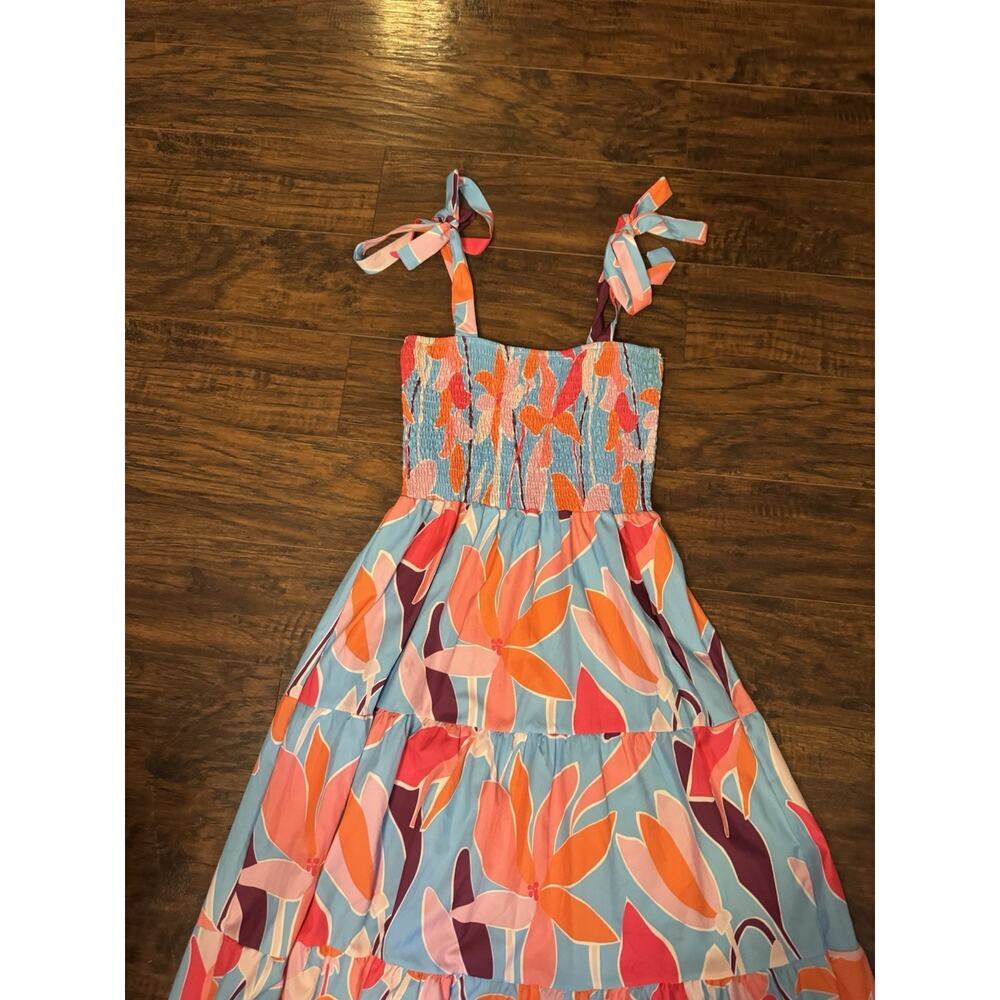 Bright Floral Hawaiian Wear Maxi Dress Vacation Cruise Beach Summer Dress Sz:M - Picture 2 of 8